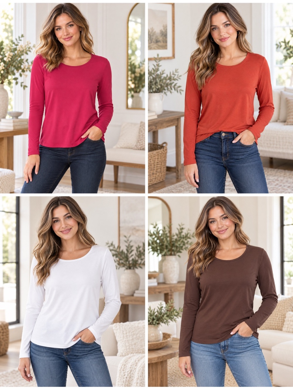 Kim Rogers Size M Long Sleeve Tops 4 Pc Bundle